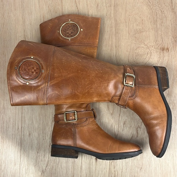Vince Camuto VC-Phillie Distressed Tall Riding Boot Women’s Size 6M Tan Leather - Picture 9 of 11